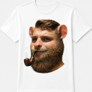 T-shirt blanc officiel du Capitaine – Rat à la pipe